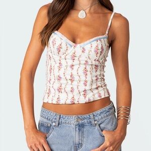 Editked white floral corset